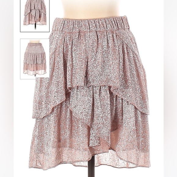 IRO Dresses & Skirts - IRO Paris pink silver metallic tiered flounce short skirt XS sorority luxury